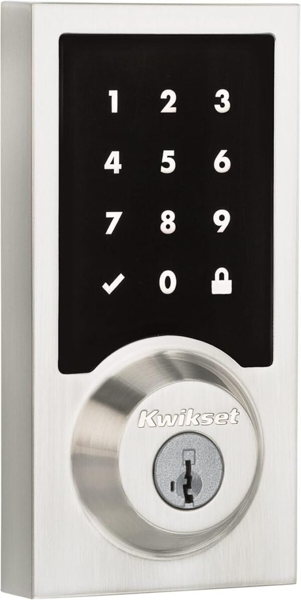 Kwikset 99160-016 SmartCode 916 Touchscreen Smart Lock Deadbolt with SmartKey Security & Z-Wave Plus, Satin Nickel